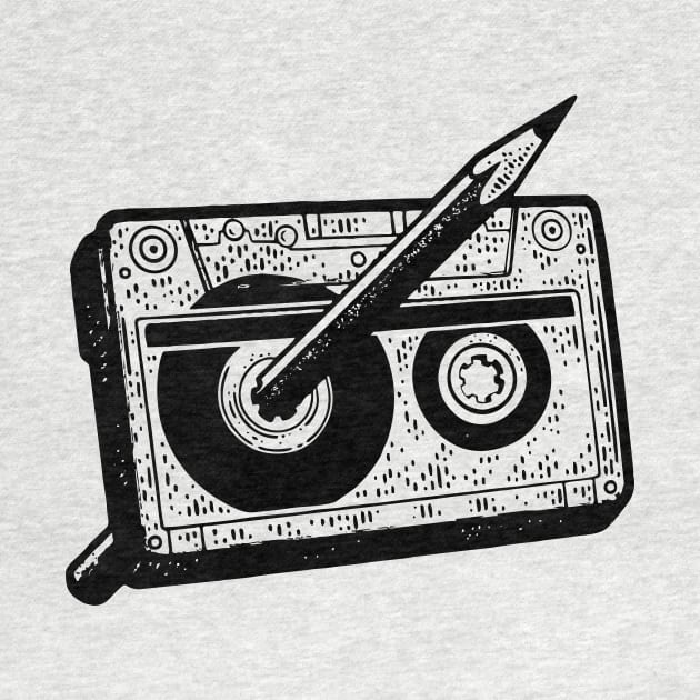 Rewind Cassette With Pencil by The Sarah Gibs